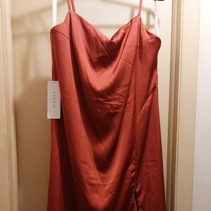 Azazie Terracotta Stretch Satin Dress NWT